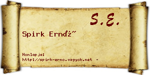 Spirk Ernő névjegykártya